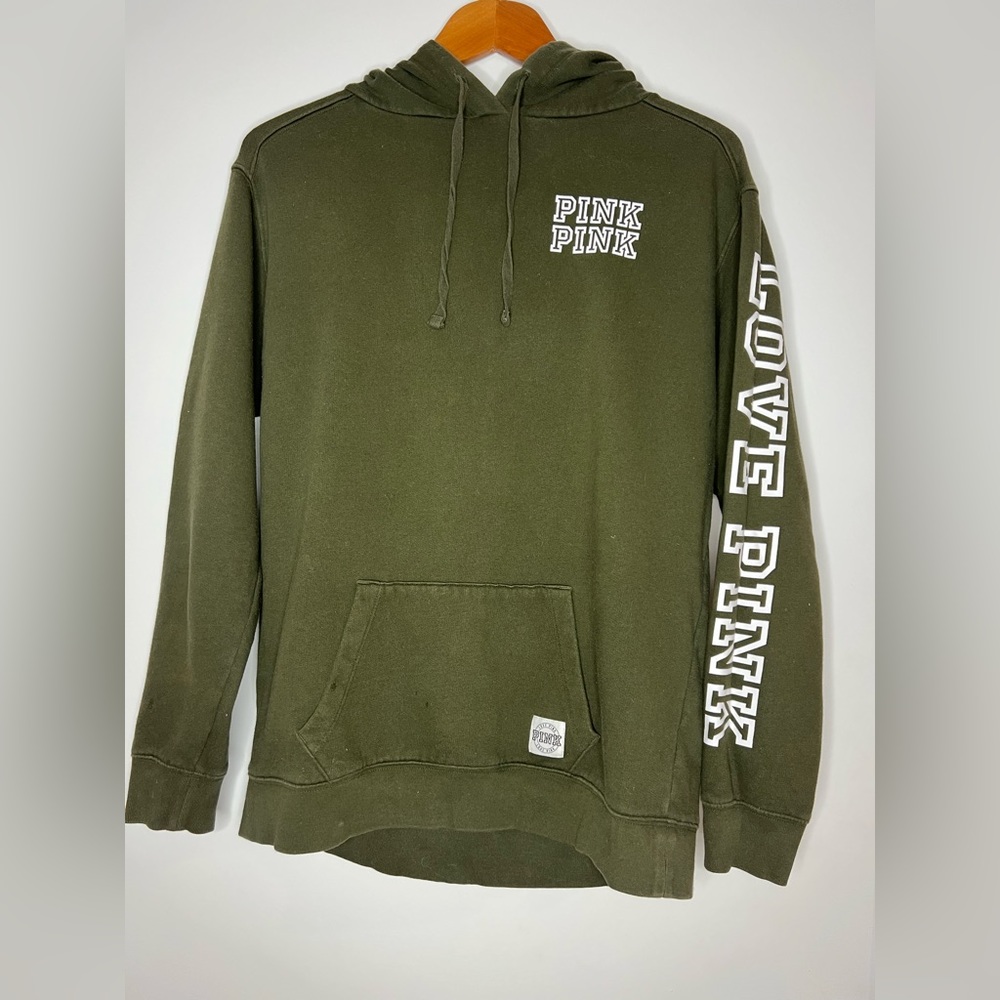 Pink hoodie green size XS